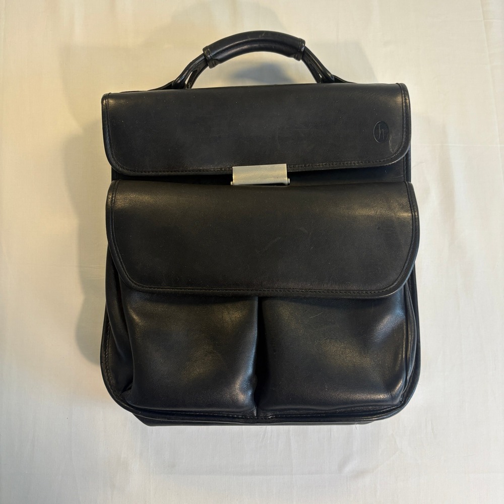 Hartmann Black Leather Briefcase Gian Paolo Lombardo Sinox Lock RARE Bag
